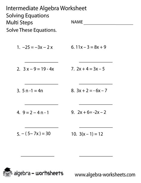 Solving Equations Worksheets | Solving linear equations, School algebra